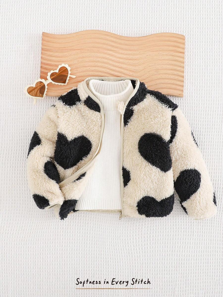 Cozy Pixies Baby Girl Casual Versatile White Base Pink Floral Print Stand Collar Long Sleeve Cardigan Cheetah Print Baby Clothes Baby Clothes Girl Fall Sweater Cow Print Baby Clothes Animal Print Clothes Toddler Christmas - Multicolor - View 1