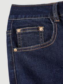 Sweetra Fashionable Casual Elegant Asymmetric Waist Slit Denim Skirt - Dark Wash - View 3