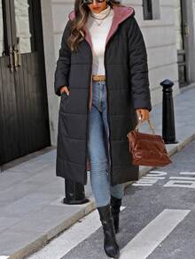 EMERY ROSE Women's Casual Everyday Zip-Up Hooded Jacket - Black - View 1