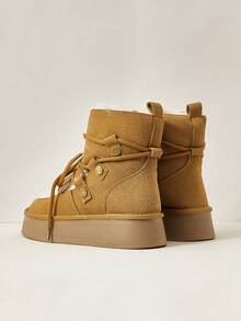 Cuccoo Platform Thick Bottom Warm Snow Ankle Boots Fall For Christmas And New Year Holiday Valentines - Brown - View 4