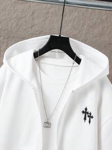 SHEIN Teen Boys' Basic Casual Thermal Lined Hooded Button-Up Jacket Coat, Versatile All-Match Outerwear Suitable For Commuting, School, Casual, Travel, Outdoor, Party, Fall Autumn And Winter Clothes - Navy Blue - View 4