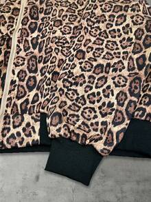 ROMWE MEN Street Life Hanorac bărbătesc cu imprimeu retro leopard, stil scurt și lejer