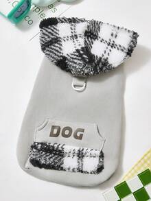 PETSIN Sudadera con capucha de terciopelo funcional y cálida para mascotas en Navidad - Chaleco de sudadera forrado térmico para perros y gatos pequeños, con hebilla de tracción integrada, tema navideño de Papá Noel, ideal para descansar en interiores y paseos de invierno al aire libre, regalo de Navidad perfecto - Ceniza - Ver 1