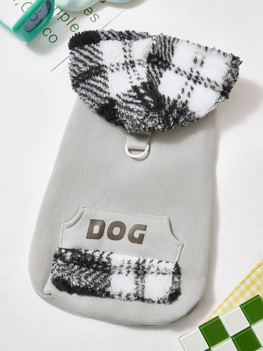 PETSIN Sudadera con capucha de terciopelo funcional y cálida para mascotas en Navidad - Chaleco de sudadera forrado térmico para perros y gatos pequeños, con hebilla de tracción integrada, tema navideño de Papá Noel, ideal para descansar en interiores y paseos de invierno al aire libre, regalo de Navidad perfecto - Ceniza - Ver 1