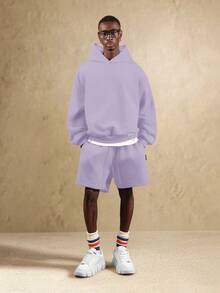 SUMWON 男士连帽衫，复古宽松圆领卫衣 - 时尚棕色，休闲场合完美之选，度假必备，奢华品牌，适合夏季和秋季穿搭 - 紫色 - 查看 3