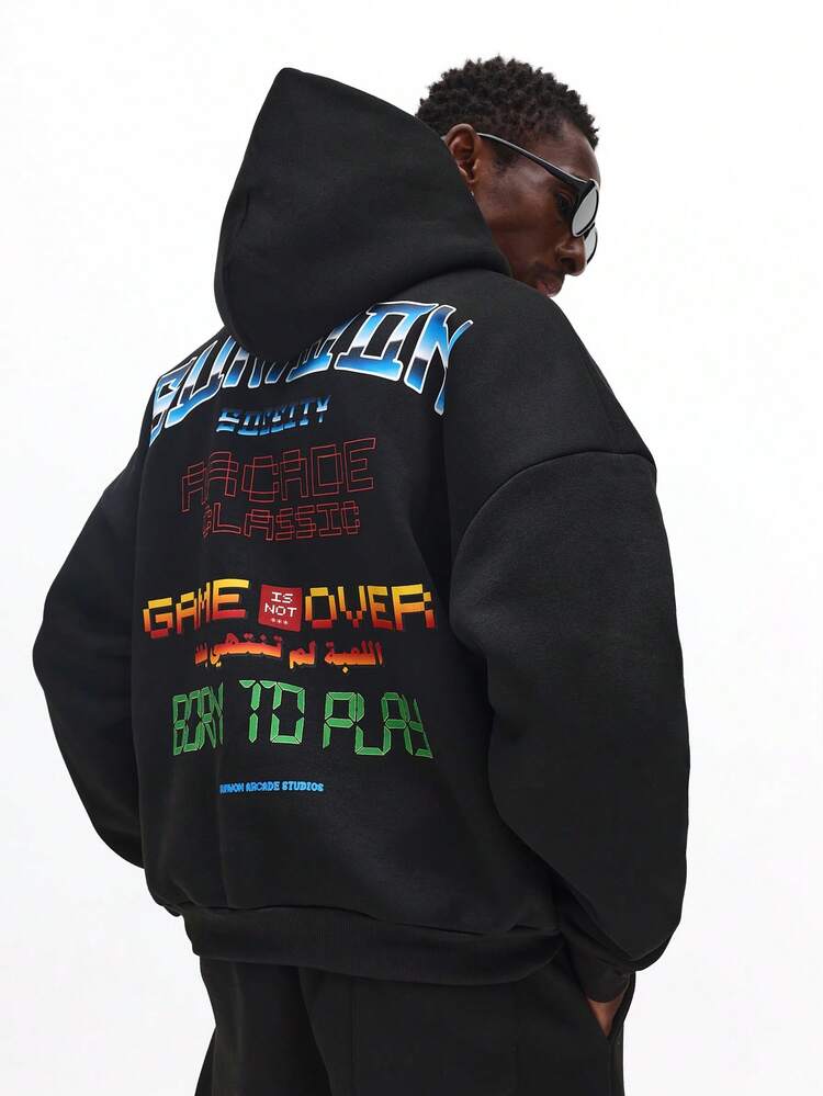 Boxy Overhead Hoodie With Gaming Graphics