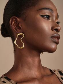 JIAN LASALA Structured Stud Earrings - Yellow Gold - View 1