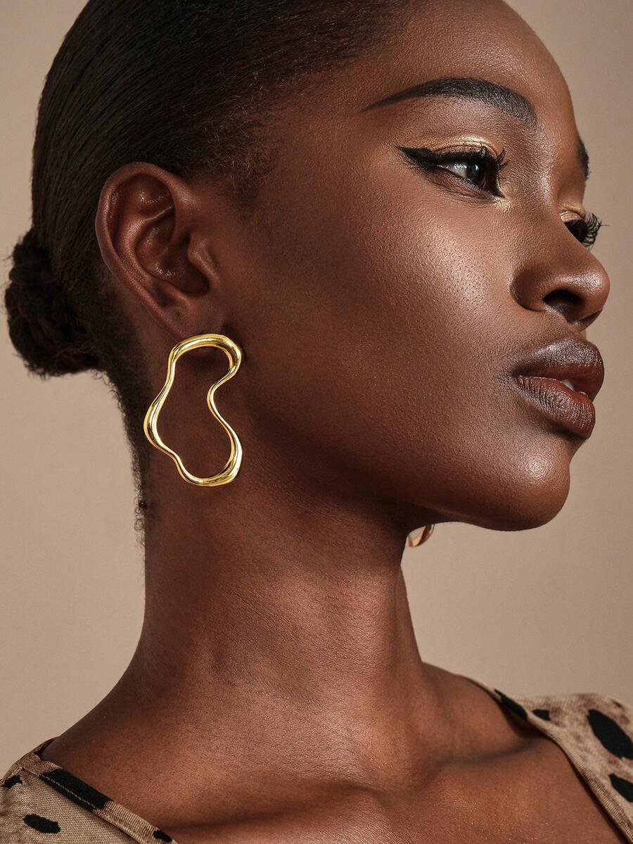 JIAN LASALA Structured Stud Earrings - Yellow Gold - View 1