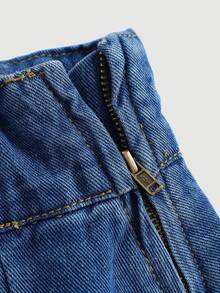 Girlism Teen Girl Y2K Blue Denim Pinafore Dress,Fall Clothes,Winter Clothing ,Casual And Fashionable Vacation Outfits,2000s Style ,Halloween Denim Jeans ,Christmas - Dark Wash - View 4