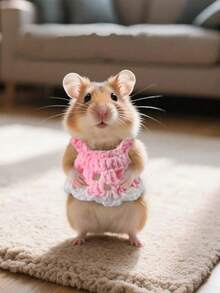 1件可爱小宠物连衣裙 迷你针织雪貂衣服 手工仓鼠公主裙 透气宠物服装