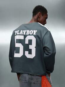 PLAYBOY X SUMWON 常规版型长袖圆领运动衫，胸前印有小标志，适合日常休闲穿着 - 綠色 - 查看 1