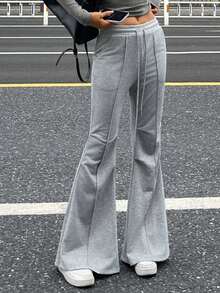 DAZY Pantalones deportivos acampanados con línea dividida para mujer en otoño