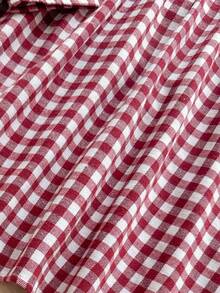 Vintaside Kids Váy kẻ caro cho bé gái, phong cách đồng quê, thanh lịch, tay dài, vải lanh cotton, thích hợp cho mùa chuyển mùa xuân và thu - Đỏ - Xem 7