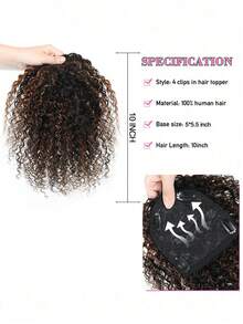 Extensiones de cabello con tapa de rizos ondulados con flequillo, resaltado de cabello humano para mujeres, extensiones de cabello con clip, color natural #30 para uso diario, fácil de usar - SNATURAL/30 - View 10