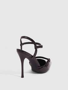 CUCCOO SZL Casual Versatile Solid Color Women's Pointed Toe Backless High Heel Pumps - Brown - View 4