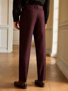 HIMLAND Pantalones de traje ajustados de unicolor para hombres, versátiles para el trabajo y el transporte