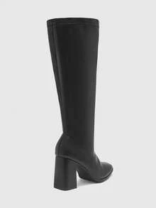 CUCCOO BIZCHIC Women's Pointed Toe Fashionable Black Knee-High Boots - Black - View 8
