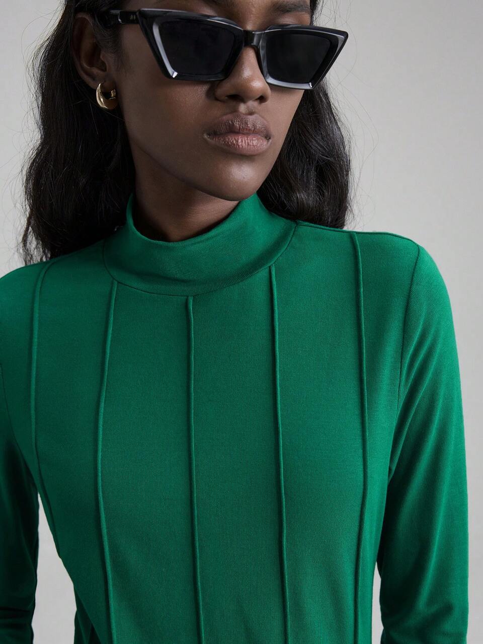 2025 Autumn/Winter New Chic Emerald Green Women Top,Elegant Knit Fabric Fitted Silhouette Office Sweater,Versatile For Date,Party,Wedding Guest