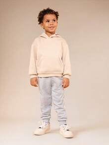SUMWON Long Sleeve Hoodie And Centre Pocket Letter Print Casual Sweatshirt - Khaki - View 3