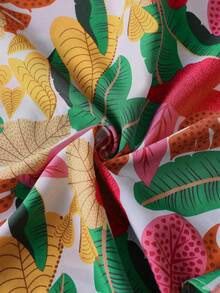 EMERY ROSE 大码女式碎花褶皱袖口圆领衬衫 - 彩色 - 查看 4