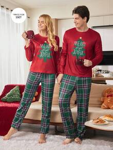 CoupledUp Herren Loungewear Sets Weihnachts-Pyjamas Passendes Paar Pyjama Set Weihnachts-Pyjamas Paar Pj Sets für Herren, Weihnachts-Pj Schlafanzug Set Herbst Winter Kleidung - Rot - Übersicht 5