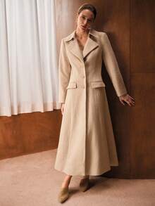 MOTF PREMIUM Abrigo largo de mujer de un solo botonadura, elegante y casual, para otoño/invierno