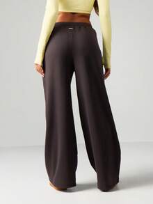 Missguided x Playboy Embossed Wide Leg Joggers Palazzo Pants Drawstring Sweatpants Casual Loungewear Fall Winter - Black - View 2