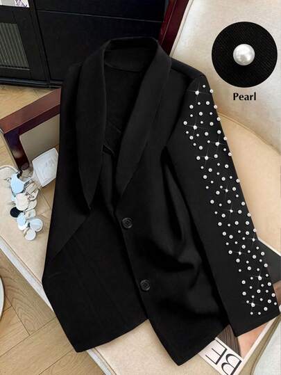 GlowEve CURVE 大码女式秋季串珠翻领长袖休闲时尚西装外套