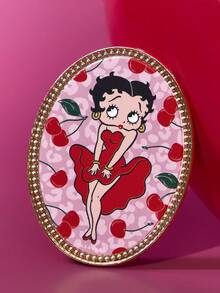 Betty Boop x SHEIN Fashionable And Cute Zinc Alloy Oval Handheld Mirror, Compact Women's Makeup Mirror, Lipstick Mirror, Detail Mirror With Cherry Print, Suitable For Lipstick Application And Makeup Touch-Ups. High Definition Compact Vanity Mirror, Pocket Mirror, Small Mirror, Mini Mirror,Gift Ideas,Party,Holiday,Valentine's Day - Multicolor - View 2