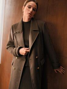 MOTF PREMIUM AUTUMN/WINTER WOOL DOUBLE BREASTED OVERCOAT - Brown - View 7