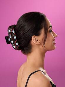 Betty Boop x SHEIN Fashionable Versatile Square Pink Big Hairgrip, Can Clip More Hair, Inspired By Birthday Cake,Gift Ideas,Party,Holiday,Valentine's Day - Black - View 3