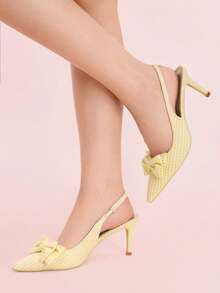 CUCCOO DOLLMOD Women's Fashion Yellow Bow Backless High Heel Pumps - Yellow - View 5