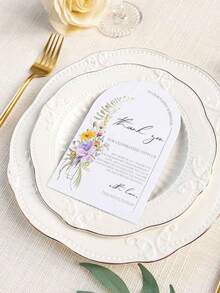 50pcs/100pcs  Floral Thank You Cards, Suitable For Wedding, Reception, Rehearsal Dinner, Party, Event & Celebration Tabletop, Essential For Wedding Gift - Multicolor - View 5