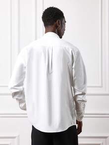 SUMWON Regular Fit Button Down Shirt Long Sleeve Collared Double Pocket Classic Work Casual Office Business Formal Wardrobe Essential Plain - White - View 2