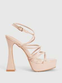 CUCCOO LuxiPop 时尚优雅的通勤高跟防水台凉鞋 - 杏色 - 查看 4