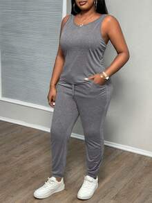 Slaydiva Bộ 3 món áo vest + quần + áo khoác thanh lịch, thoải mái, cỡ lớn thời trang thu đông - Màu Xám nhạt - Xem 5