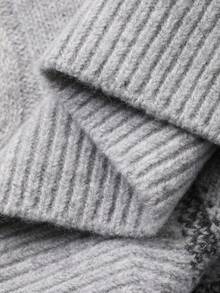 DAZY Áo len dài tay cổ bẻ vai trễ vai màu trơn cho bé trai tuổi mới lớn, thu/đông - Xám - Xem 13