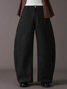 STYNVO Men's Letter Embroidered Pocket Wide Leg Loose Casual Pants Jeans Wide Leg Graphic Jeans Western Pants Baggy Jeans - Black - View 5