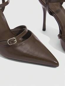 CUCCOO SZL 女士休闲简约纯色高跟鞋 - 咖啡棕 - 查看 6