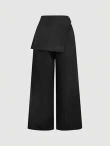 SHEIN MOD Pantalones formales con superposición gris oscuro, adecuados para la temporada de regreso a la escuela, ropa de trabajo en otoño/invierno