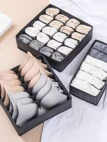 1/2pcs Foldable Drawer Organizer Box, 24 Grid Compartments Storage For Socks, Underwear, Clothes, Space Saving For Wardrobe, Bedroom - Grey - View 11