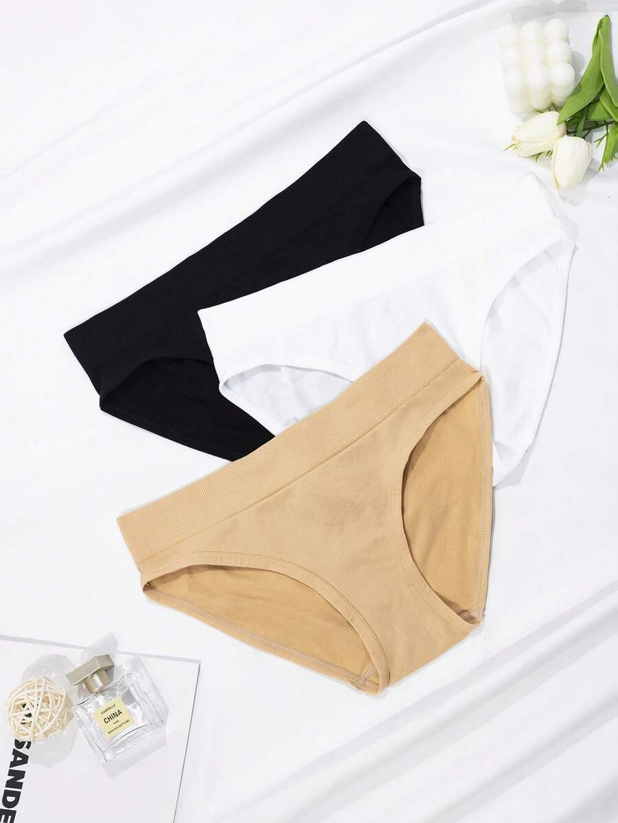 BloomMama 3pcs/Set Women's Comfortable Minimalist Solid Color High Waist Loose Seamless Maternity Briefs, High Quality & Cost-Effective - Multicolor - View 1