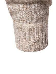 Manfinity Mode Men's Thermal Lined Solid Color Turtleneck Thermal Lined Long Sleeve Casual Pullover Sweater Plush Warm Sweater, Autumn And Winter Plush Sweater, Warm Plush, Cold-Resistant Sweater Khaki Plush Warm Sweater, Autumn And Winter Plush Sweater, Warm Plush, Cold-Resistant Sweater - Beige - View 3