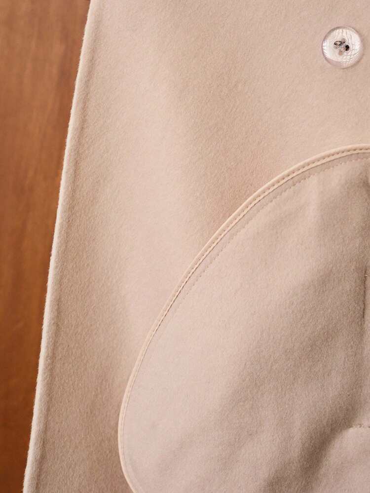 ELEGANT WOOL LONG OVERCOAT WITH WAIST BELT, AUTUMN/WINTER