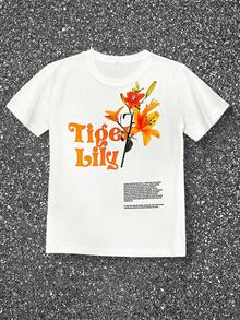 女士常规款圆领短袖T恤，夏季时尚 - 白色 - 查看 2