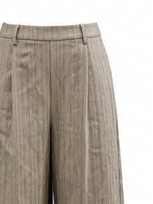 Franclia 女式条纹印花褶皱口袋束带裤 - 卡其色 - 查看 4