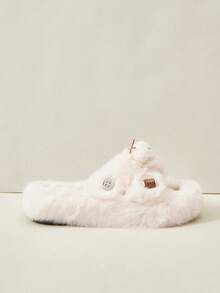 Cuccoo Pantuflas casuales con decoración de dibujos animados de unicolor y esponjosas, adecuadas para el otoño/invierno, para el uso en el hogar durante la Navidad y el Año Nuevo, con estilo otoñal e invernal