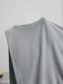 Modelyn Vestido de manga larga de cuello redondo minimalista y casual de unicolor para tallas grandes - Verde - Ver 7