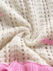 Dreamara Plus Size Women's Holiday Peach Starfish Decor Double Ruffle Hem Knit Dress, Suitable For Vacation, Date, Afternoon Tea, Beach, Cruise, City Trip, Wedding Season, Music Festival - Multicolor - View 7