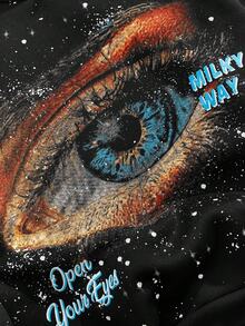 ROMWE MEN Street Life Felpa casual con stampa occhi di moda d'avanguardia da uomo, top a maniche lunghe - nero - Visualizzare 4